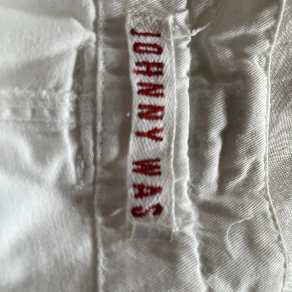 Johnny Was Vintage - White Embroidered Flower Cargo Pants - Size M - Picture 5 of 9